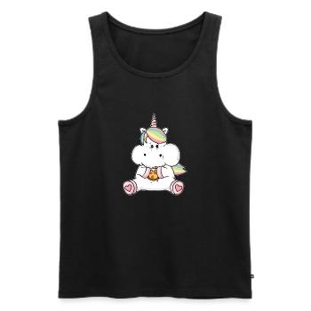 Lustiges Pizza Einhorn dick pummelig Unicorn Humor - Männer Premium Bio Tank Top - Schwarz - Vorne - AI Model Male 178 light (178cm)