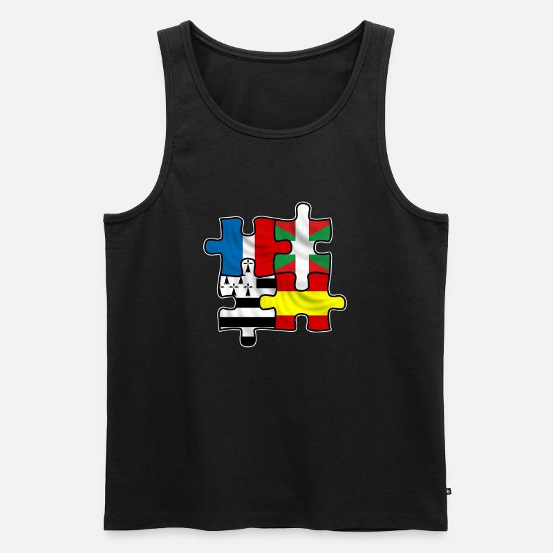 Puzzle Euskadi breizh - Männer Premium Bio Tank Top - Schwarz
