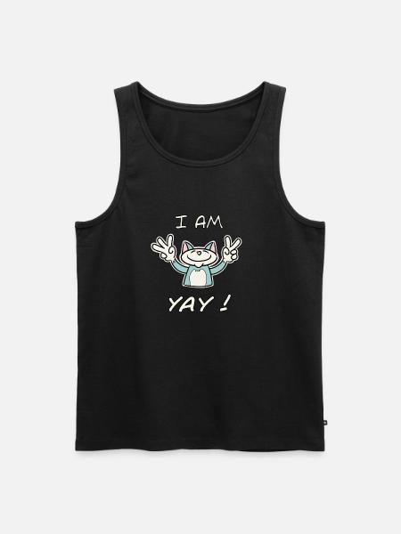 Cute Funny Birthday Cat - I Am 5 Yay! - Blue Cat - Men's Premium Organic Tank Top - black