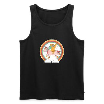 Faultier Einhorn Bunt - Männer Premium Bio Tank Top - Schwarz - Vorne - Michal (187cm)