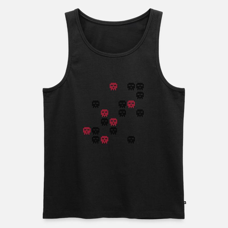 Pixel Skull Gaming Screen - Männer Premium Bio Tank Top - Schwarz