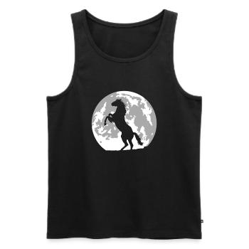 Pferd Vollmond - Männer Premium Bio Tank Top - Schwarz - Vorne - Michal (187cm)