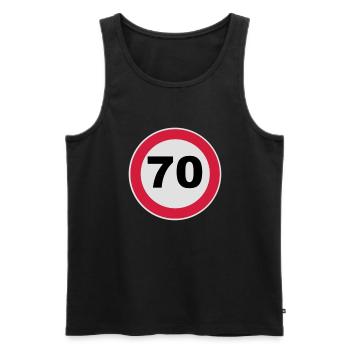70. Birthday 70 70er round birthday 3c - Men's Premium Organic Tank Top - black - Front - Michal (187cm)