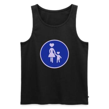 Traffic sign pedestrian woman with child 2 c. - Men's Premium Organic Tank Top - black - Front - AI Model Male 178 light (178cm)