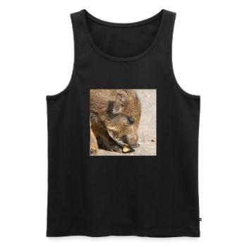 Frischling Wildschwein (Sus scrofa) im Wald - Männer Premium Bio Tank Top - Schwarz - Vorne - AI Model Male 178 light (178cm)