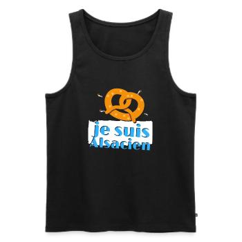 je suis alsacien strasbourg colmar mulhouse cadeau - Débardeur bio Premium Homme - noir - Devant - AI Model Male 178 light (178cm)