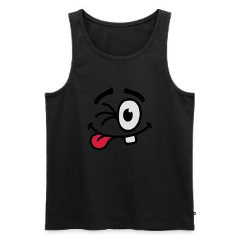 Cool Smiley Face - Men's Premium Organic Tank Top - black - Front - AI Model Male 178 light (178cm)