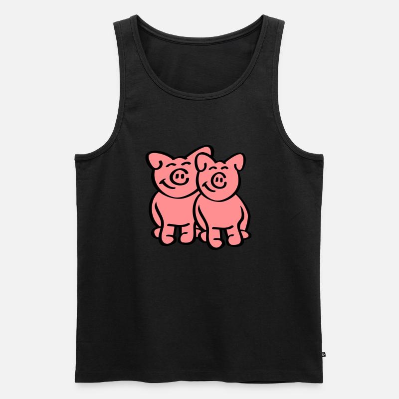 Cute Pigs - Männer Premium Bio Tank Top - Schwarz
