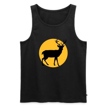 Hirsch mit Mond und Sonnenuntergang - Männer Premium Bio Tank Top - Schwarz - Vorne - AI Model Male 178 light (178cm)