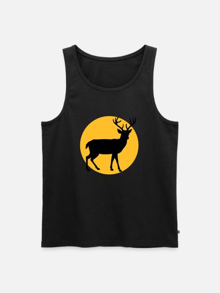 Deer with moon and sunset - Men's Premium Organic Tank Top - black