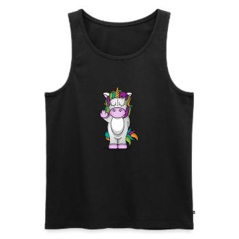 fuck you unicorn einhorn einhörner mittelfinger - Männer Premium Bio Tank Top - Schwarz - Vorne - AI Model Male 178 light (178cm)