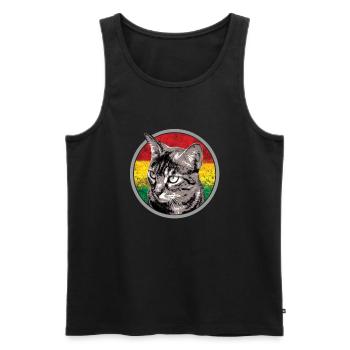 Chat reggae - Débardeur bio Premium Homme - noir - Devant - Michal (187cm)