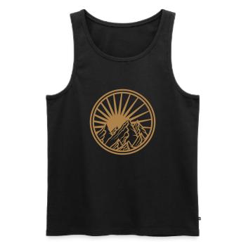 or montagnes cercle rond logo soleil haute montagne - Débardeur bio Premium Homme - noir - Devant - Michal (187cm)
