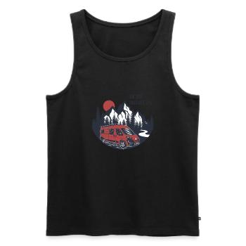 Kastenwagen T-Shirt - Wir sind dann mal weg - Männer Premium Bio Tank Top - Schwarz - Vorne - Michal (187cm)
