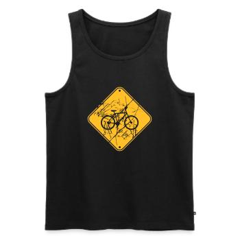 Note de panneau de signalisation de bicyclette - Débardeur bio Premium Homme - noir - Devant - AI Model Male 178 light (178cm)