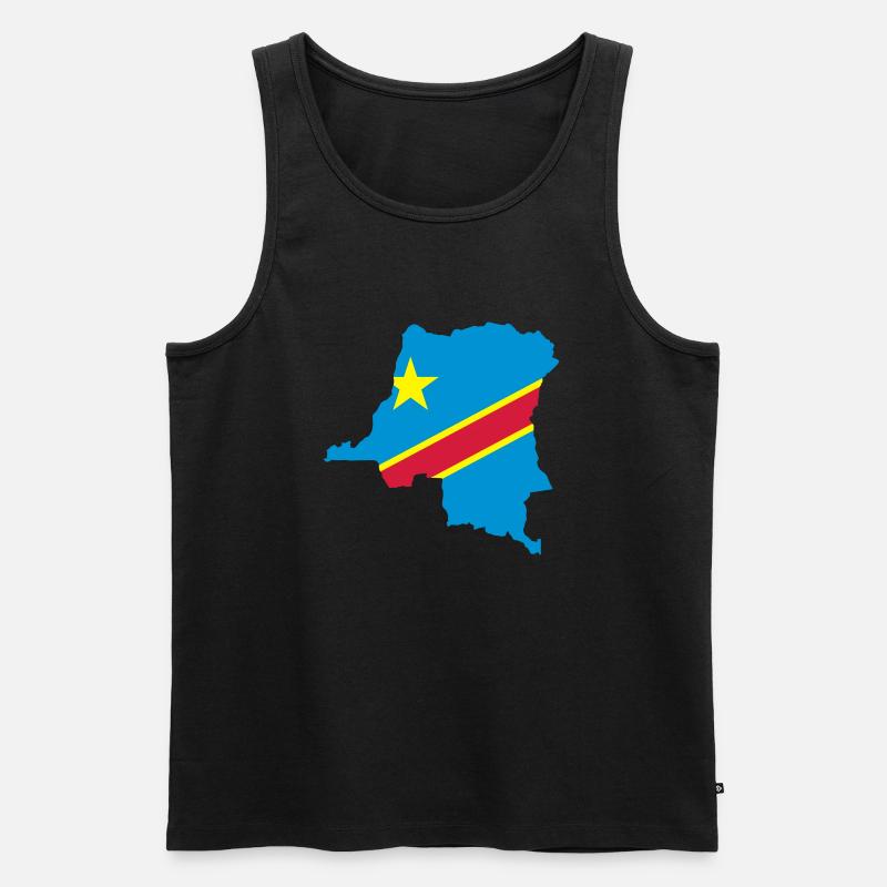 Kongo Map - Männer Premium Bio Tank Top - Schwarz