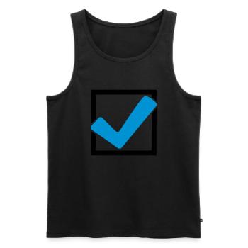 Rectangular hook logo - Men's Premium Organic Tank Top - black - Front - AI Model Male 178 light (178cm)