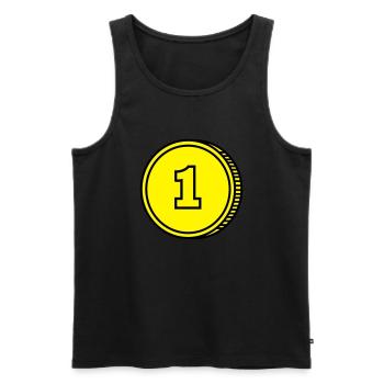 coin - Men's Premium Organic Tank Top - black - Front - Michal (187cm)