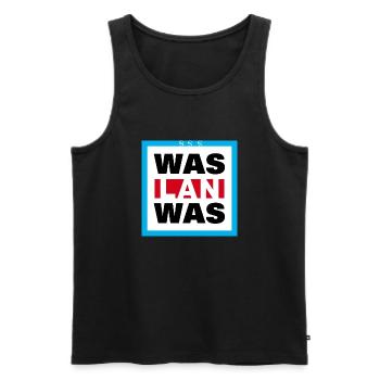 WAS LAN WAS - Männer Premium Bio Tank Top - Schwarz - Vorne - Michal (187cm)