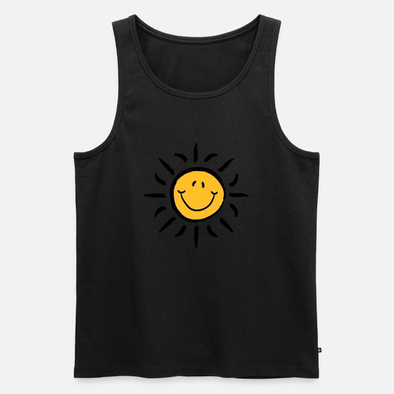 Schöne Sonne mit Smiley Gesicht - Männer Premium Bio Tank Top - Schwarz