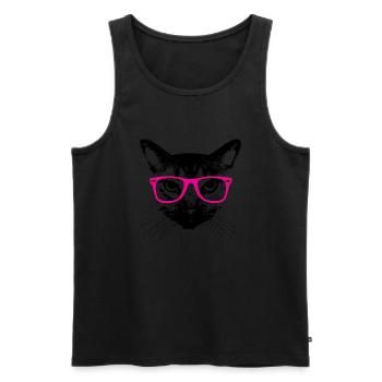 Hipster Katze Pinke Brille Hipster Cat glasses - Men's Premium Organic Tank Top - black - Front - AI Model Male 178 light (178cm)
