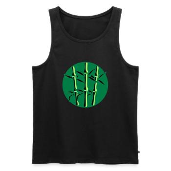 cercle rond logo 3 plantes de bambou nombreuses tige - Débardeur bio Premium Homme - noir - Devant - AI Model Male 178 light (178cm)