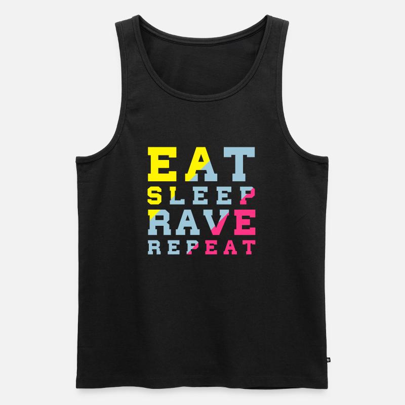 eat sleep rave repeat - Männer Premium Bio Tank Top - Schwarz