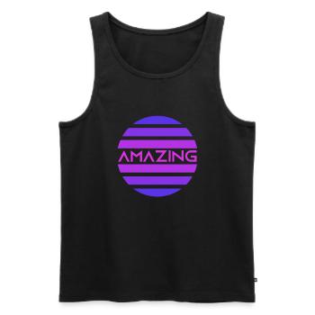 amazing blacklight circle retro future - Men's Premium Organic Tank Top - black - Front - AI Model Male 178 light (178cm)