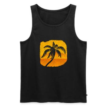 Palm Palm Trees Sunset Beach Retro - Men's Premium Organic Tank Top - black - Front - Michal (187cm)