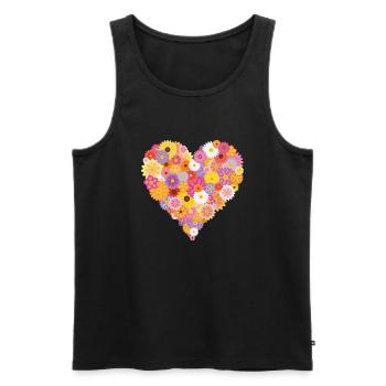 Blumen Herz - Flower Heart - Männer Premium Bio Tank Top - Schwarz - Vorne - Michal (187cm)
