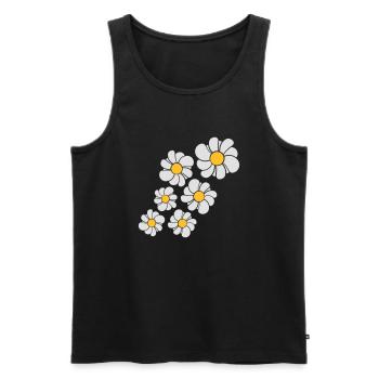 muster design blau blume daisy butterblume gänsebl - Männer Premium Bio Tank Top - Schwarz - Vorne - AI Model Male 178 light (178cm)