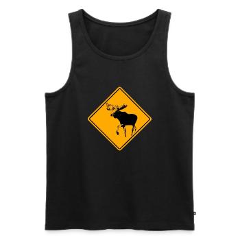 Moose Road Sign - Männer Premium Bio Tank Top - Schwarz - Vorne - Michal (187cm)