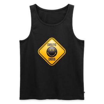 Smiley Shield Cross - Débardeur bio Premium Homme - noir - Devant - Michal (187cm)