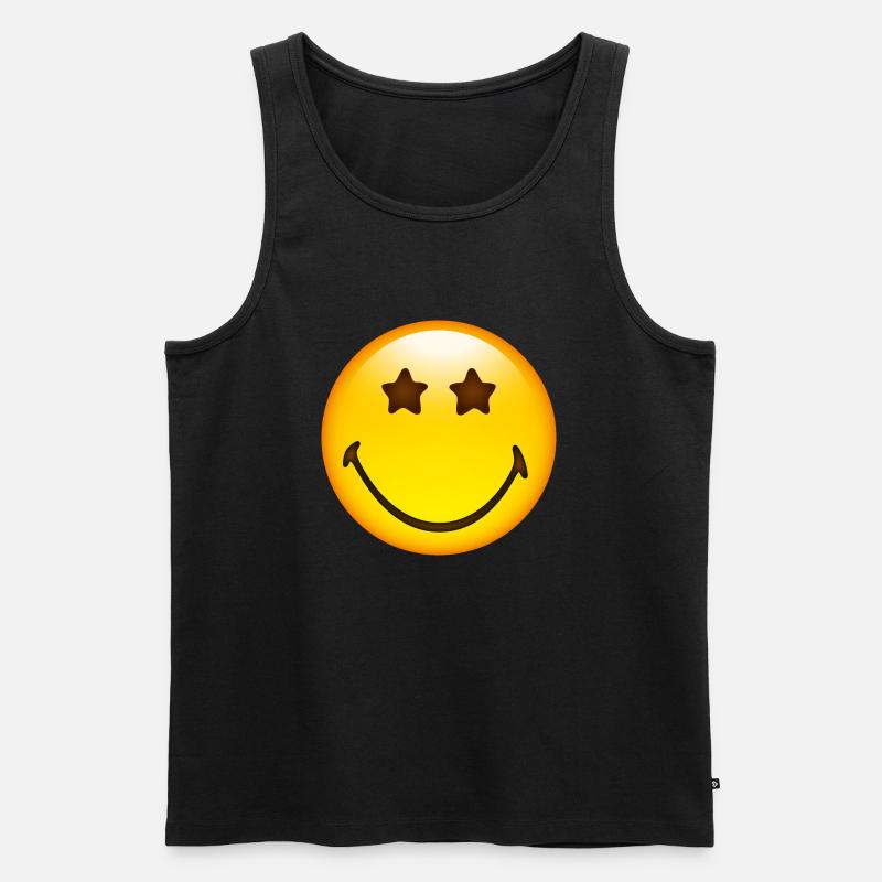 Smiley Glossy Stars - Männer Premium Bio Tank Top - Schwarz