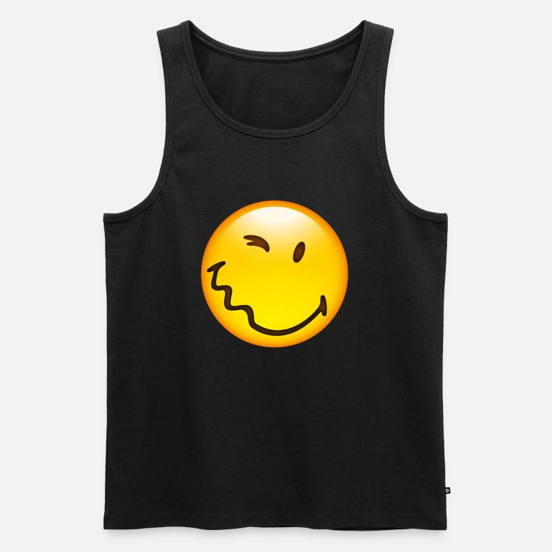 Smiley Glossy Happy - Männer Premium Bio Tank Top - Schwarz