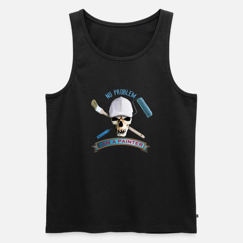 painter_skull_brush_092016_a - Männer Premium Bio Tank Top - Schwarz