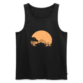 Kampfpanzer im Mondschein - Tank - Männer Premium Bio Tank Top - Schwarz - Vorne - AI Model Male 178 light (178cm)