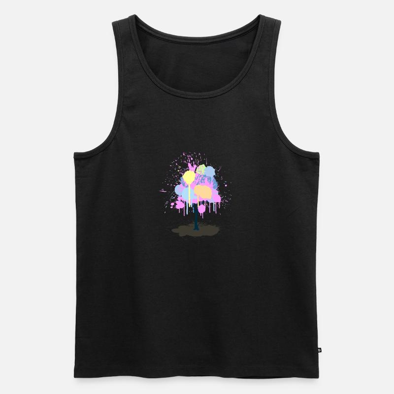 Farbklecksbaum - Männer Premium Bio Tank Top - Schwarz