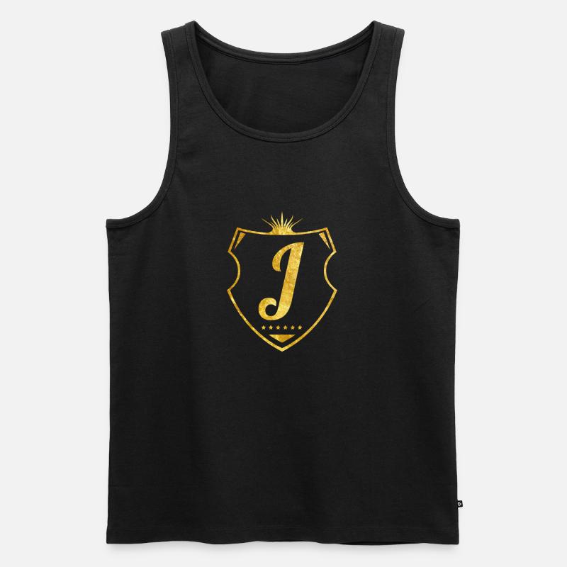 J buchstabe gold - Männer Premium Bio Tank Top - Schwarz