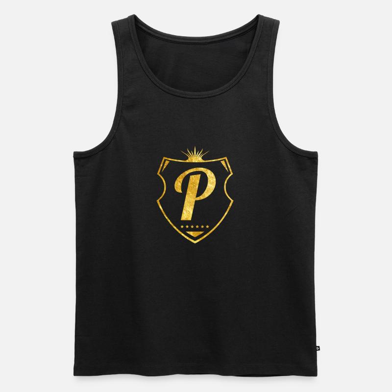 p buchstabe gold - Männer Premium Bio Tank Top - Schwarz