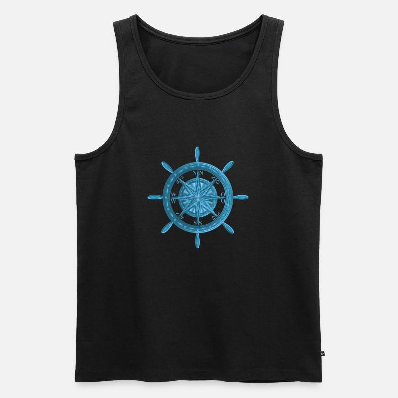 Steuerrad mit Windrose - Männer Premium Bio Tank Top - Schwarz