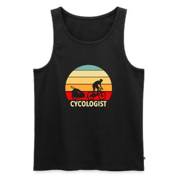 Fahrradanhänger Papa MTB Retro Cycologist - Männer Premium Bio Tank Top - Schwarz - Vorne - Michal (187cm)