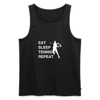 Eat Sleep Tennis Repeat CW Blanc - Débardeur bio Premium Homme - noir - Devant - AI Model Male 178 light (178cm)
