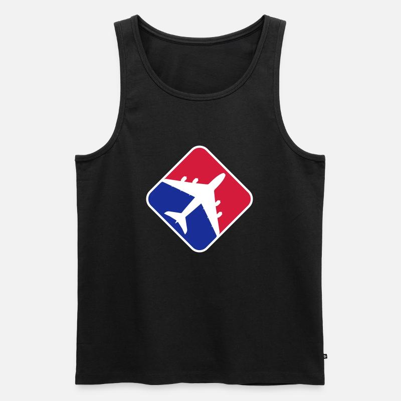 Flugzeug Rot Blau - Männer Premium Bio Tank Top - Schwarz