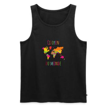 Citoyen du Monde Cadeau Sympa - Débardeur bio Premium Homme - noir - Devant - Michal (187cm)