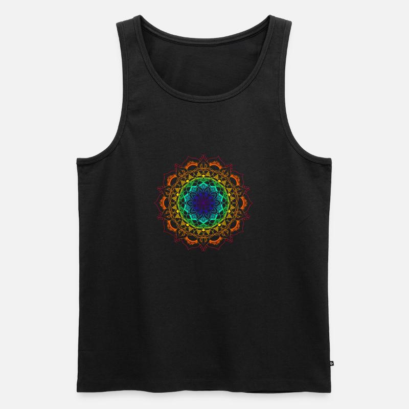 Regenbogen-Mandala - Männer Premium Bio Tank Top - Schwarz