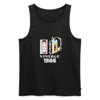 vintage 1986 - Débardeur bio Premium Homme - noir - Devant - AI Model Male 178 light (178cm)