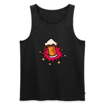 biere explosion bulle etoile mousse alcool binouze - Débardeur bio Premium Homme - noir - Devant - AI Model Male 178 light (178cm)