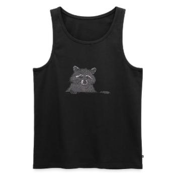 Dessin de raton laveur - Débardeur bio Premium Homme - noir - Devant - AI Model Male 178 light (178cm)