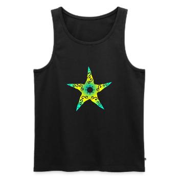 Maori Starfish Polynesian Tribal Tattoo Gift - Men's Premium Organic Tank Top - black - Front - Michal (187cm)